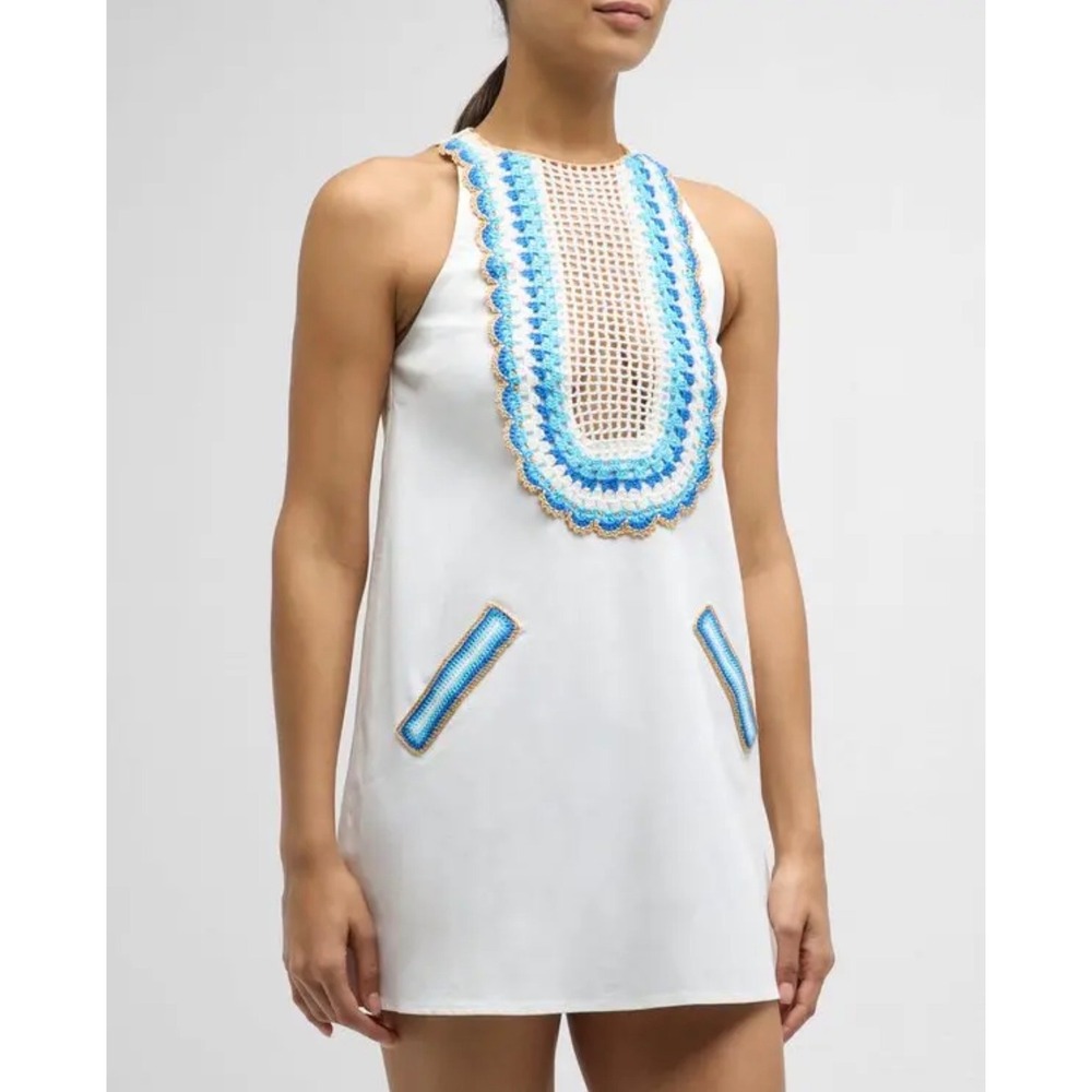 NWT My Beachy Side Arya Mini Dress White Hand Crochet Trim Sleeveless Small